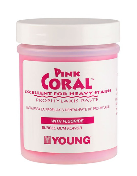 Young Dental | Young Pink, Coral, Bubble Gum, Coarse, 250g W/ Fluoride, 9oz, 16/cs | 033409