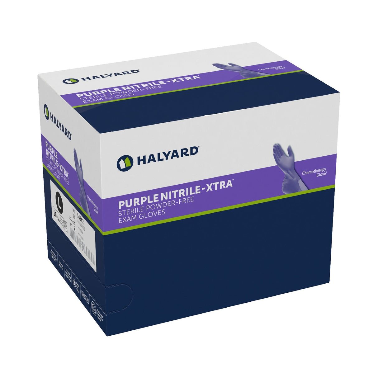 O&M Halyard Inc | Exam Glove Purple Nitrile-Xtra Sterile Pair Nitrile Extended Cuff Length Textured Fingertips Purple Chemo Tested | 14262-BX/50