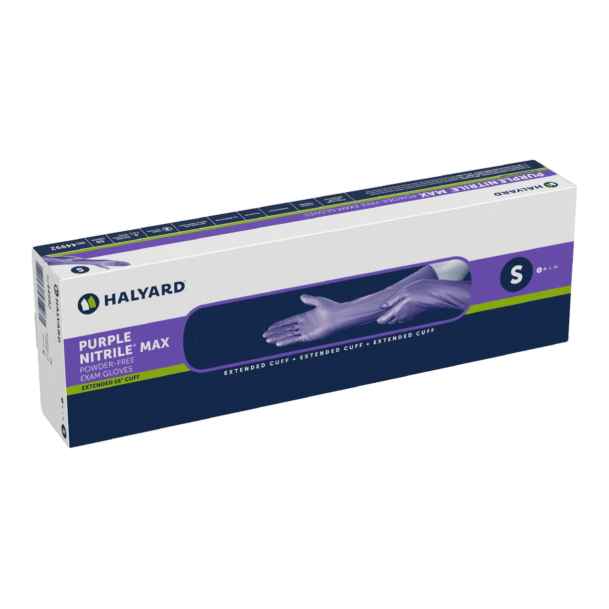 O&M Halyard Inc | Exam Glove Purple Nitrile Max NonSterile Nitrile Extended Cuff Length Fully Textured Purple Not Rated | 44992-50