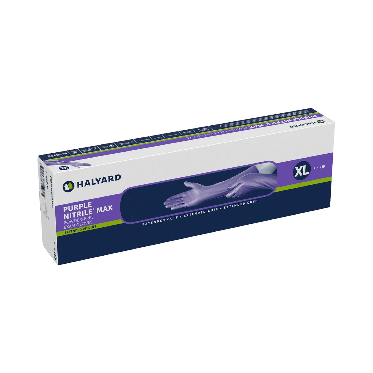 O&M Halyard Inc | Exam Glove Purple Nitrile Max NonSterile Nitrile Extended Cuff Length Fully Textured Purple Not Rated | 44995