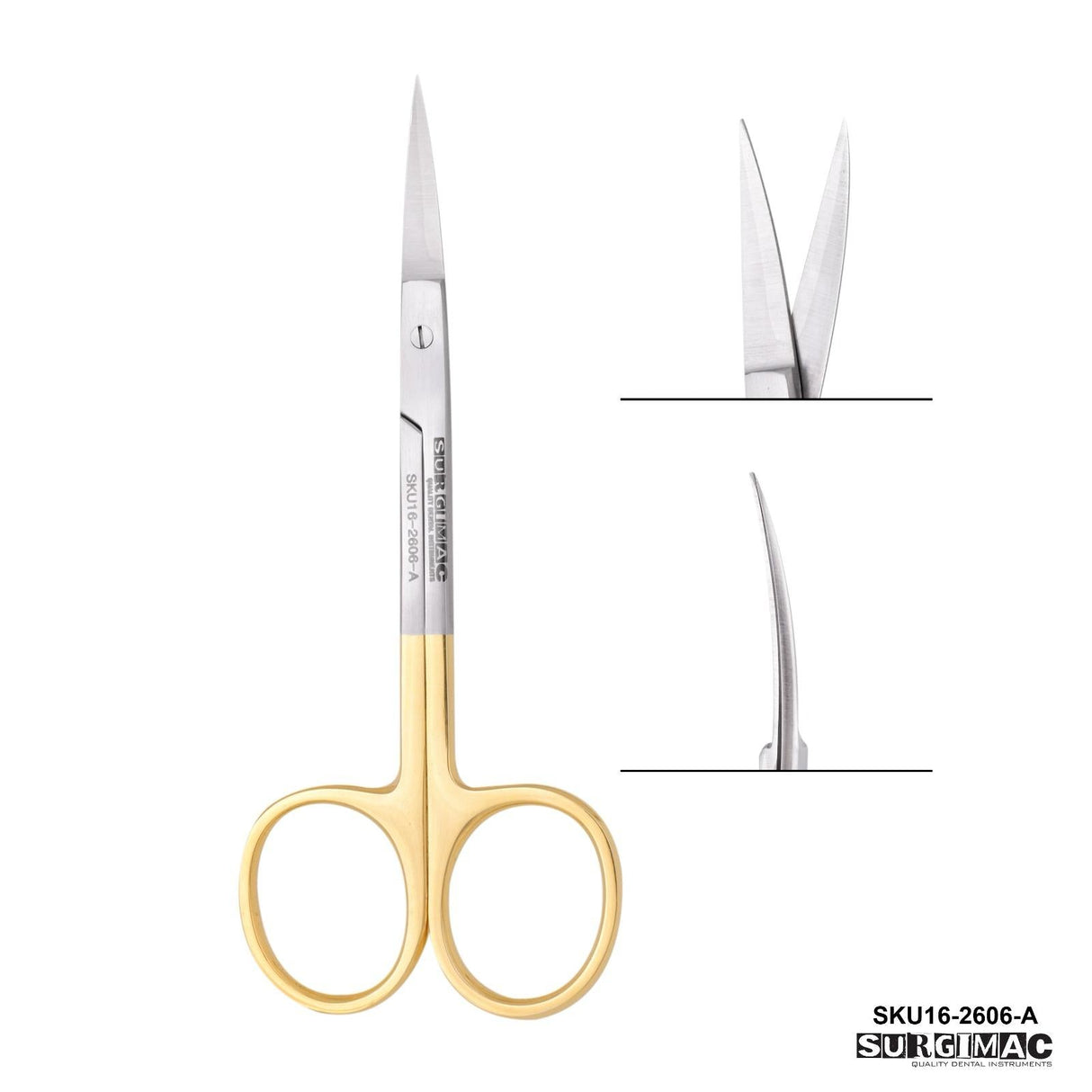 SurgiMac | SurgiMac Iris Scissors Curved with Tungsten Carbide Tips, Gold Handles, Stainless Steel, Air Series, 1/Pk | MS-002