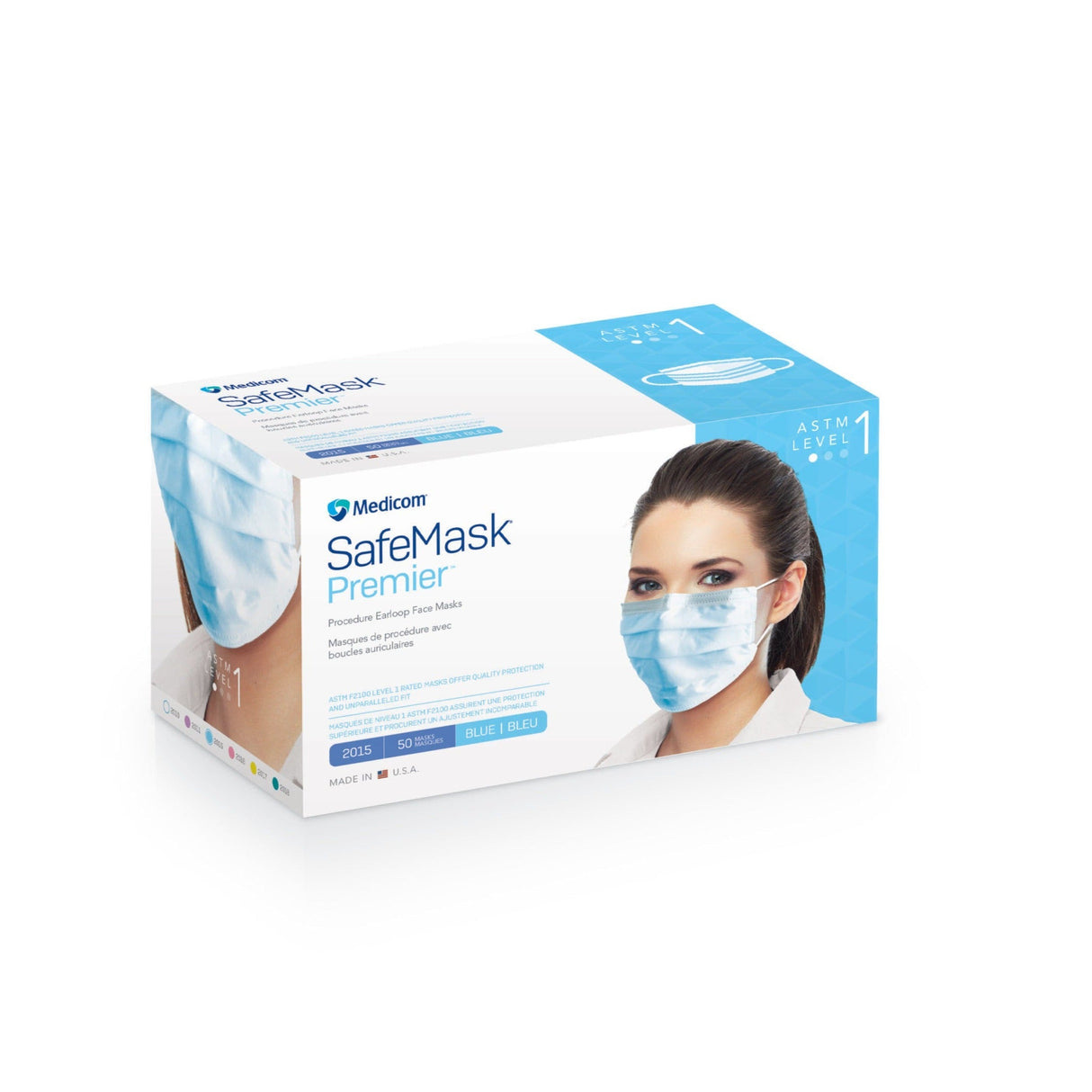 Medicom | SafeMask Earloop Mask, Astm Level 1, 50/Bx,10 Bx/Cs | 2015-M