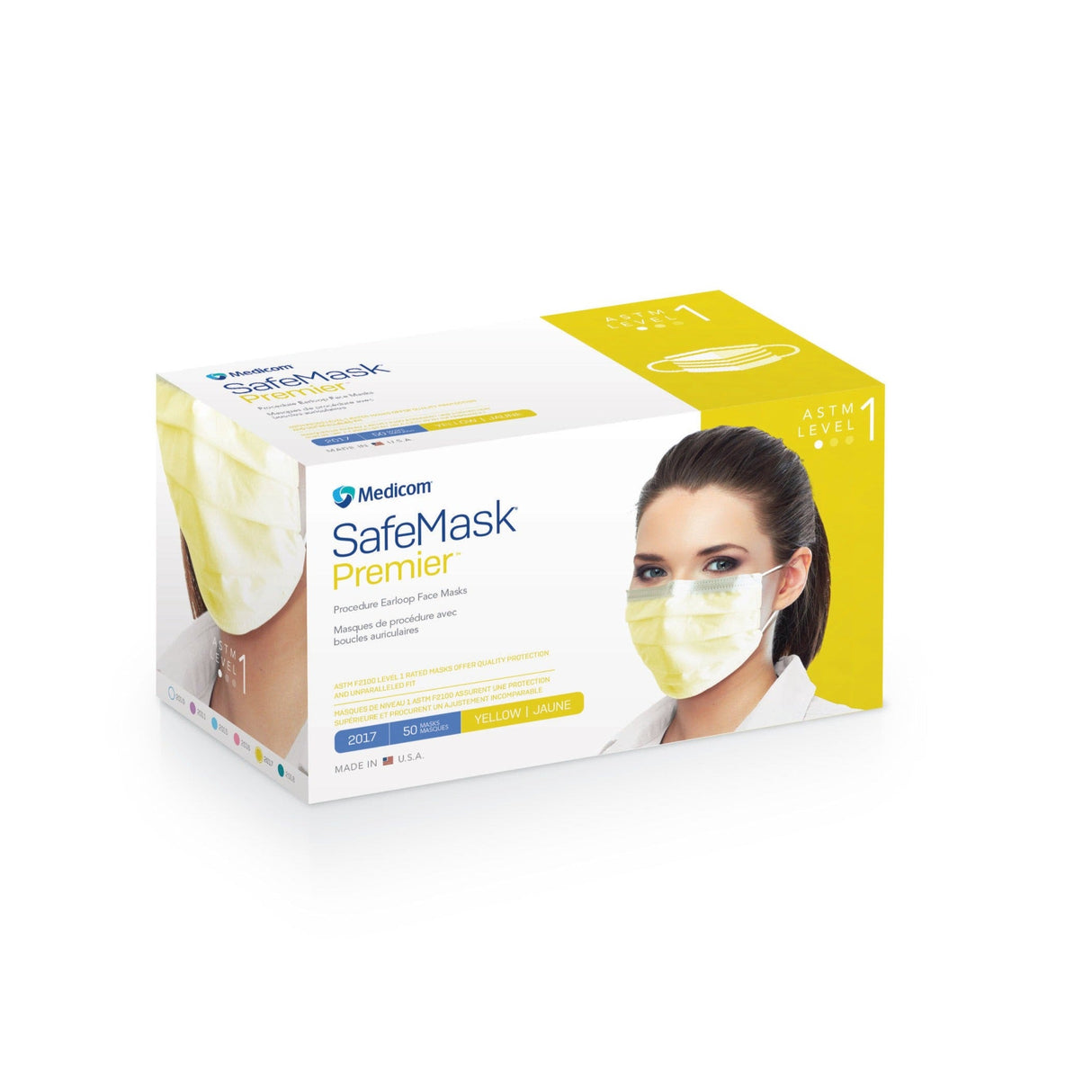 Medicom | SafeMask Earloop Mask, Astm Level 1, 50/Bx,10 Bx/Cs | 2017-M