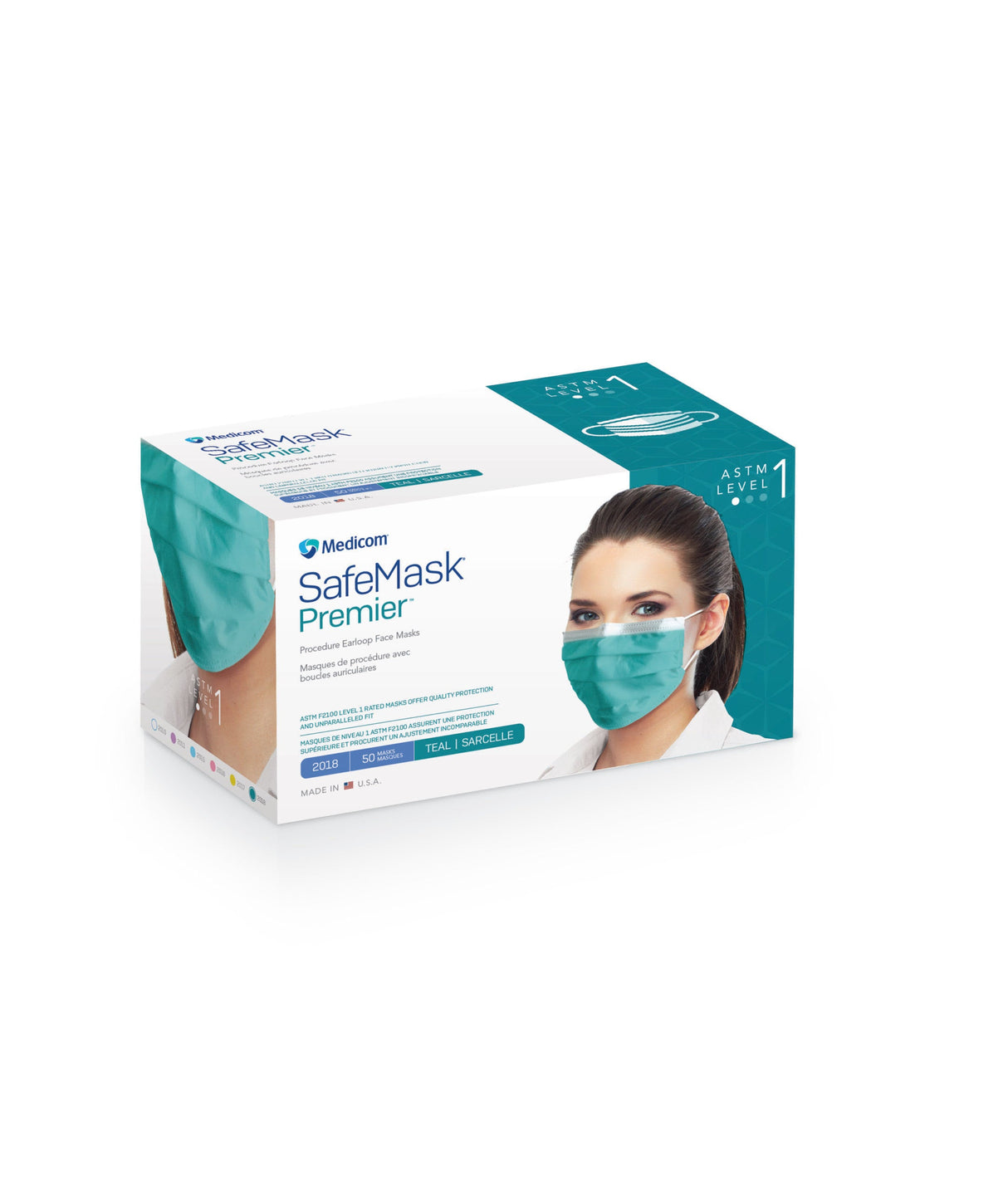Medicom | SafeMask Earloop Mask, Astm Level 1, 50/Bx,10 Bx/Cs | 2018-M