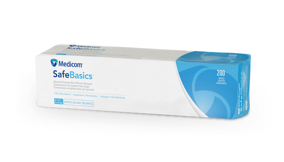 Medicom | Sponge, 4" x 4", 4-Ply, Non-Woven, Non-Sterile, 200/Slv, 10Slv/Cs | 2100-CH