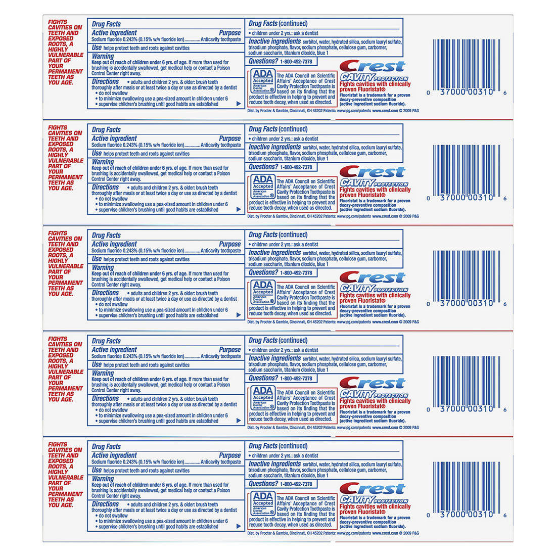 Crest | Crest Cavity Protection Toothpaste, 5 pk. | 233595