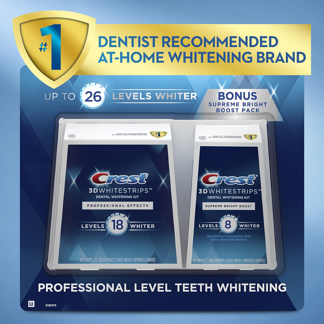 Crest | Crest 3D Whitestrips Prof. Eff. 20 ct. + Supreme Bright Boost 8 ct | 287065