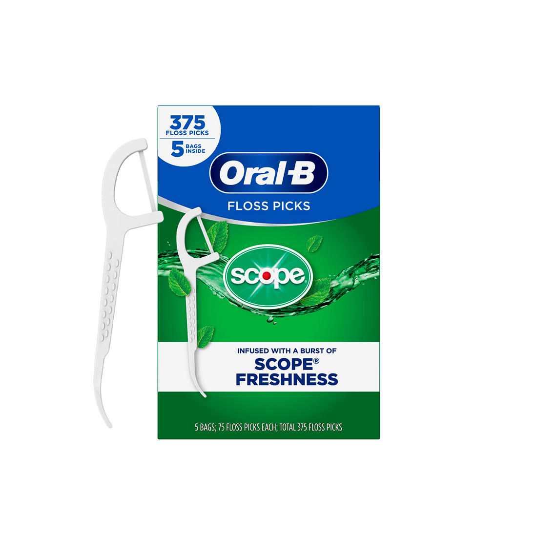 Procter & Gamble | Oral-B Burst of Scope Floss Picks, Fresh Mint, 375 ct. | 294941