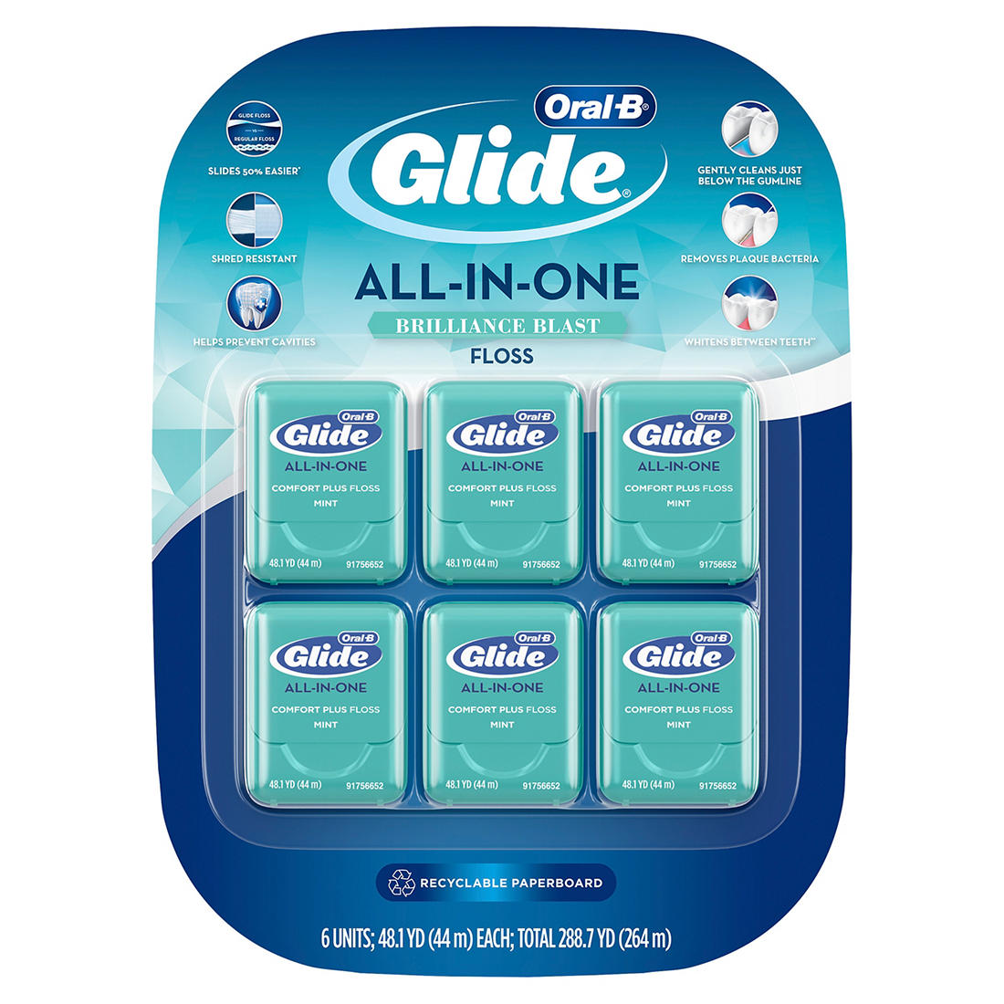 Procter & Gamble | Oral-B Glide Dental Floss All-in-One Brilliance Blast, 6 pk. | 296066