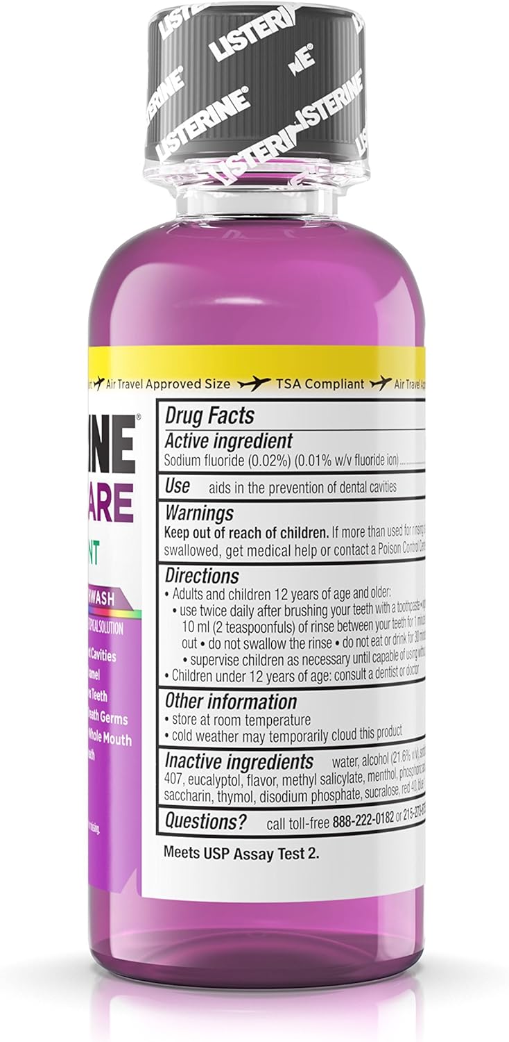 Listerine Total Care Anticavity Mouthwash, Fresh Mint, 3.2 Ounce (Pack of 24)