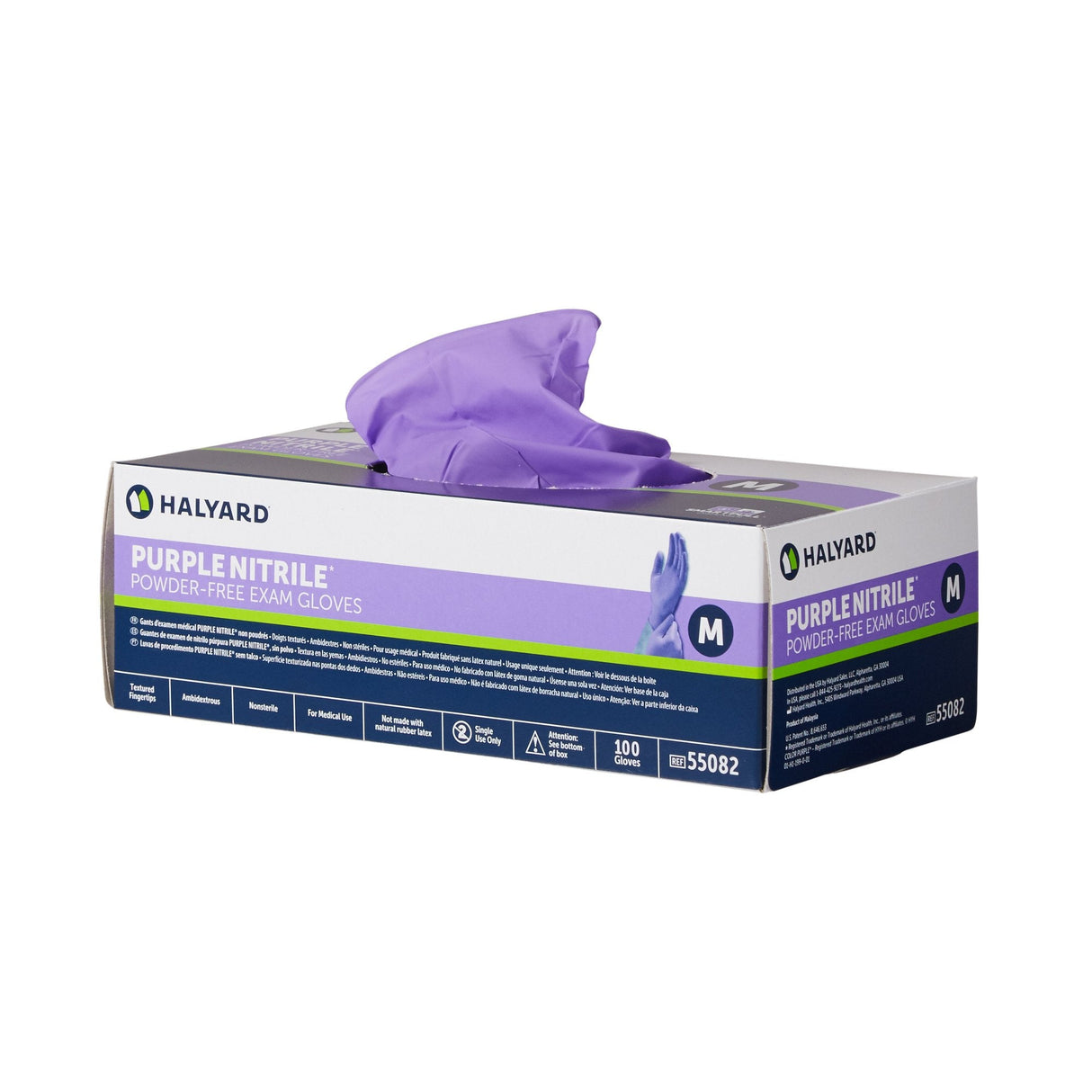 O&M Halyard Inc | Halyard Exam Glove Purple Nitrile NonSterile Nitrile Standard Cuff Length Textured Fingertips Purple Chemo Tested | 55082-BX/100
