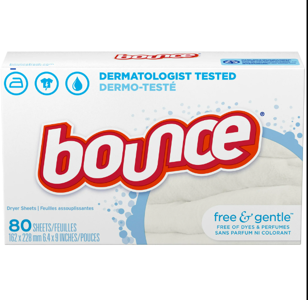 Procter & Gamble | Bounce Dryer Sheets, Free & Gentle, 80/bx, 9bx/cs | 3700034087