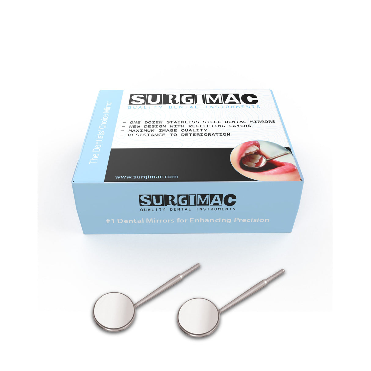 SurgiMac | Dental Mirrors: Front Surface Cone Socket Dental Diagnostic Mirrors by SurgiMac | MIR03-CS-N