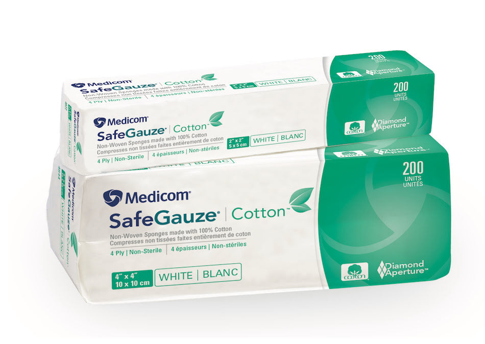 Medicom | Cotton Non-Woven Sponge, 2" x 2", 4-Ply, Non-Sterile. 200/Slv, 20 Slv/Cs | 4822