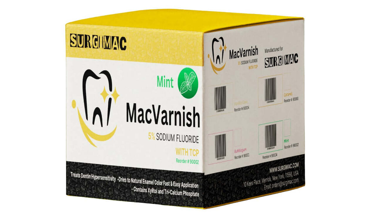MacVarnish 5% Sodium Fluoride Varnish with TCP - Mint (50 x 0.4ml Units) 90002-Bx