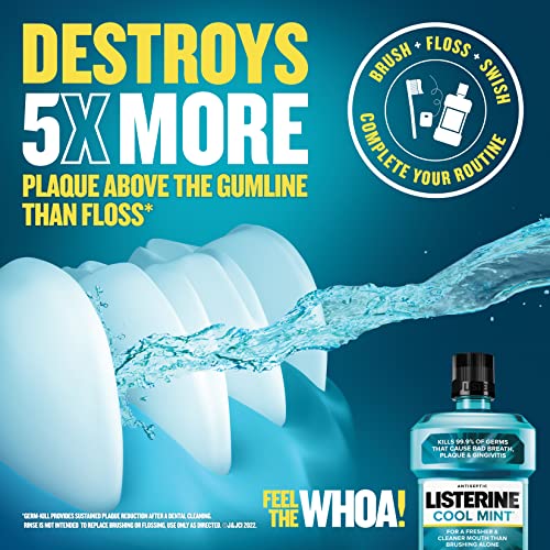 LISTERINE | Listerine Cool Mint Antiseptic Mouthwash, Bad Breath & Plaque Oral Care, 500 mL | 20506-1.1