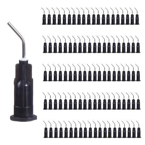 Pre-Bent Applicator Needle Tips, Black 19 gauge, bag of 100 Tips Q-1229