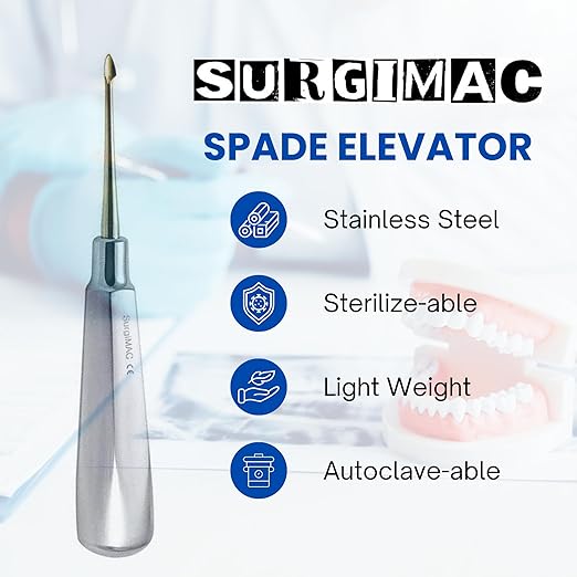 SurgiMac | SurgiMac Spade Elevator - Gold Tips, Stainless Steel, Air Series, 1/Pk | 12-1901