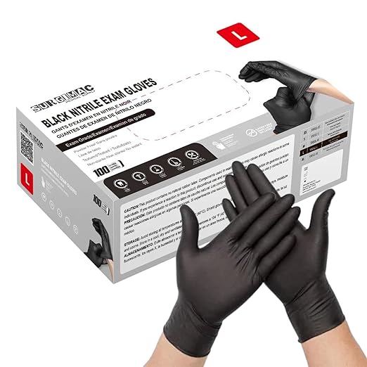 SurgiMac | Nitrile Exam Gloves MacSoft by SurgiMac | Black | Chemo Tested | 100 Count | 8118-L