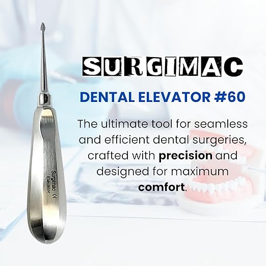 SurgiMac | Dental Elevator #60, Spade Root Extracting Elevator with Concave Tip, Stainless Steel | 12-1901s