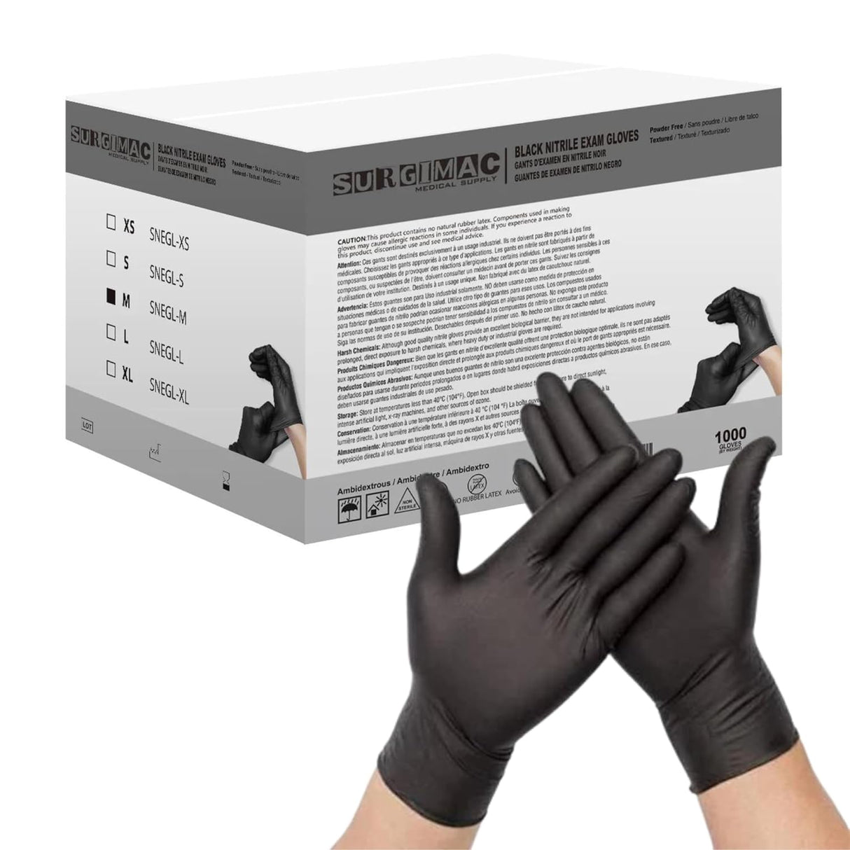 SurgiMac | Nitrile Exam Gloves MacSoft by SurgiMac | Black | Chemo Tested | 100 Count | 8117-M-CS