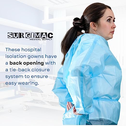 SurgiMac | Disposable Isolation Gowns - One Size Fits - Fluid Resistant | 10-1551