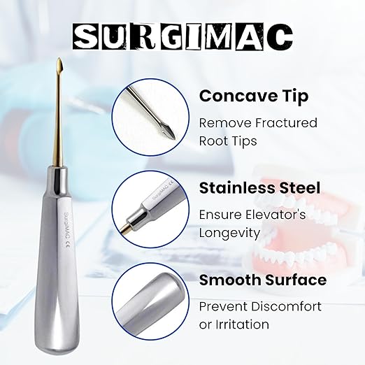 SurgiMac | SurgiMac Spade Elevator - Gold Tips, Stainless Steel, Air Series, 1/Pk | 12-1901