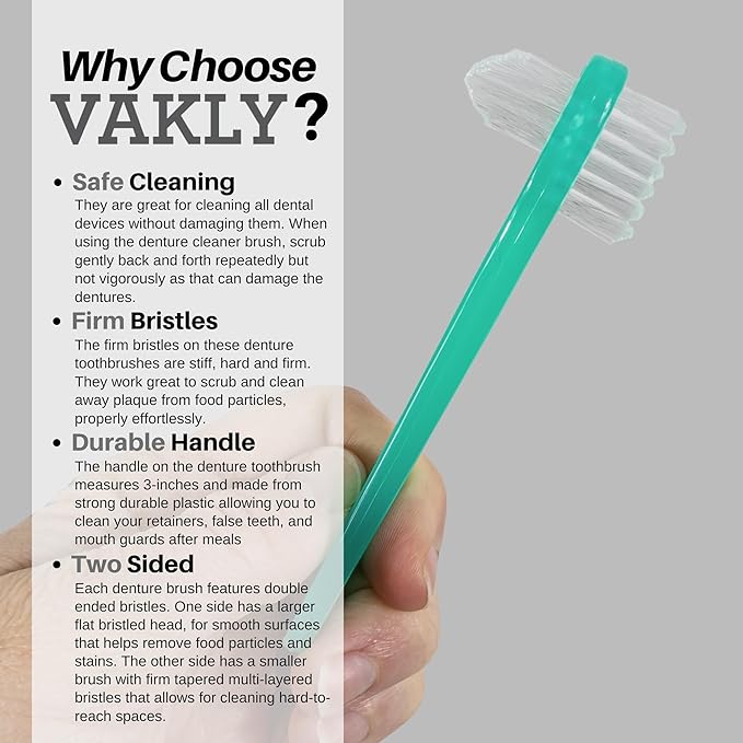 SurgiMac | Denture Brush 2-Sided Bristle Green | 16-TBDEN