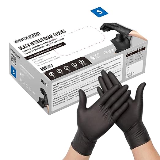 SurgiMac | Nitrile Exam Gloves MacSoft by SurgiMac | Black | Chemo Tested | 100 Count | 8115-XS