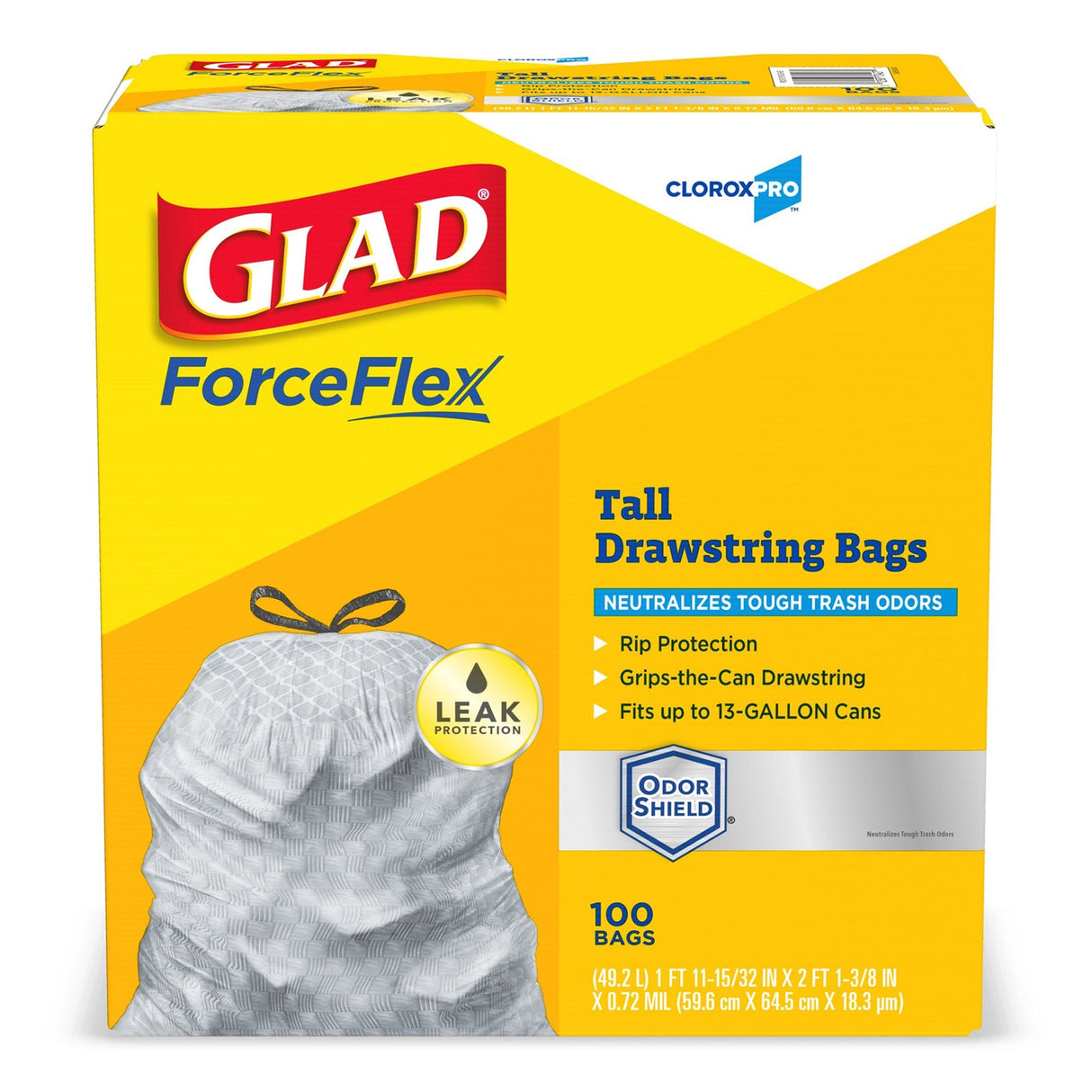 Clorox | Glad Tall Kitchen Drawstring Plastic Trash Bags - White, 150 ct./13 gal | 70427