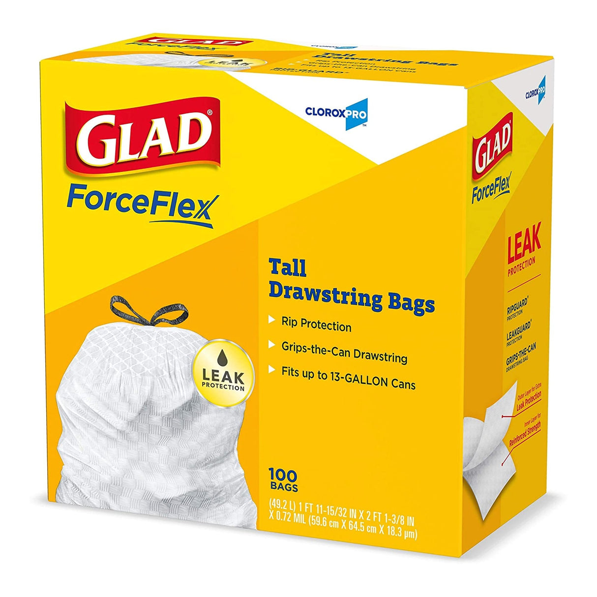Clorox | Glad Tall Kitchen Drawstring Plastic Trash Bags - White, 150 ct./13 gal | 70427