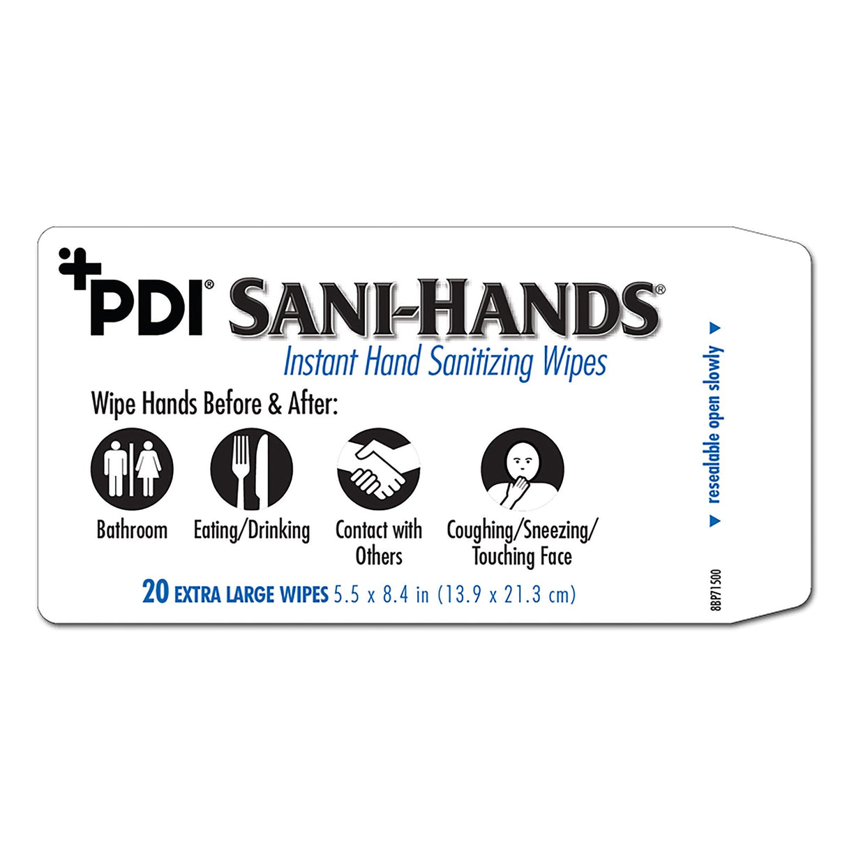 PDI | Hand Sanitizing Wipe Sani-Hands Ethyl Alcohol Wipe Soft Pack | P71520-1