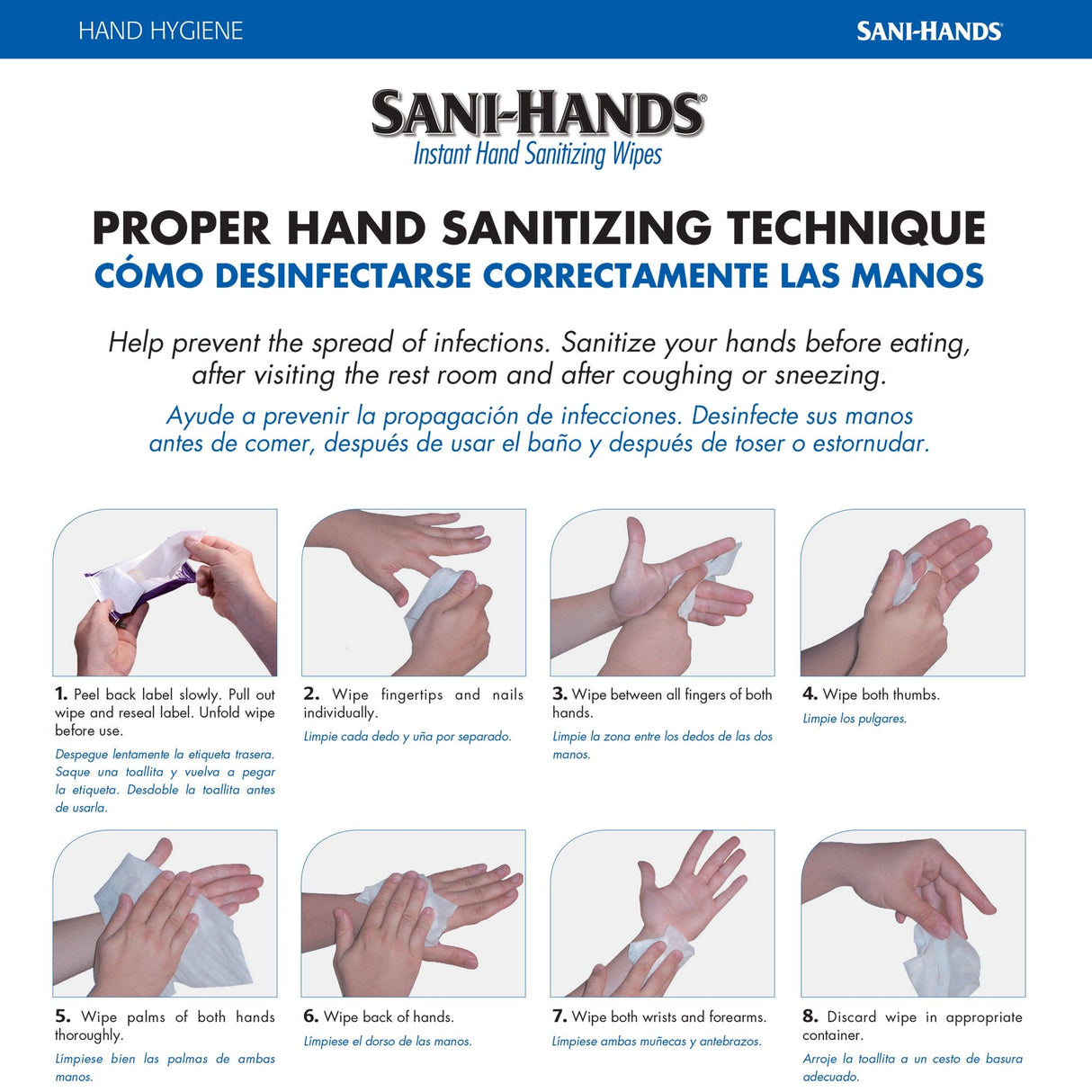 PDI | Hand Sanitizing Wipe Sani-Hands Ethyl Alcohol Wipe Soft Pack | P71520-1