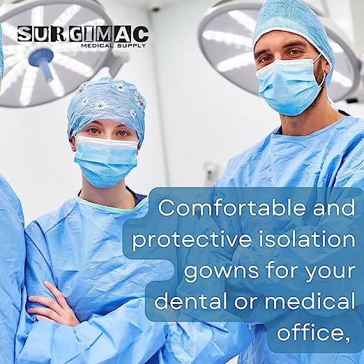SurgiMac | Disposable Isolation Gowns - One Size Fits - Fluid Resistant | 10-1551