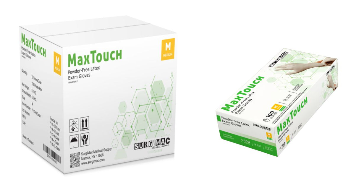SurgiMac | Latex Exam Gloves, MacTouch by SurgiMac | 100 Count | 7115-XS