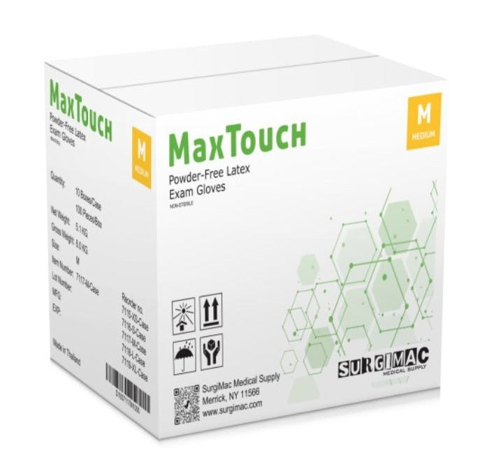 SurgiMac | Latex Exam Gloves, MacTouch by SurgiMac | 100 Count | 7115-XS-CS