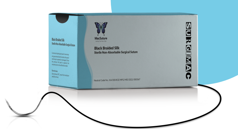SurgiMac | MacSuture 3-0, 18" Silk Black Braided Suture with C-6 Needle | 5F45CX26