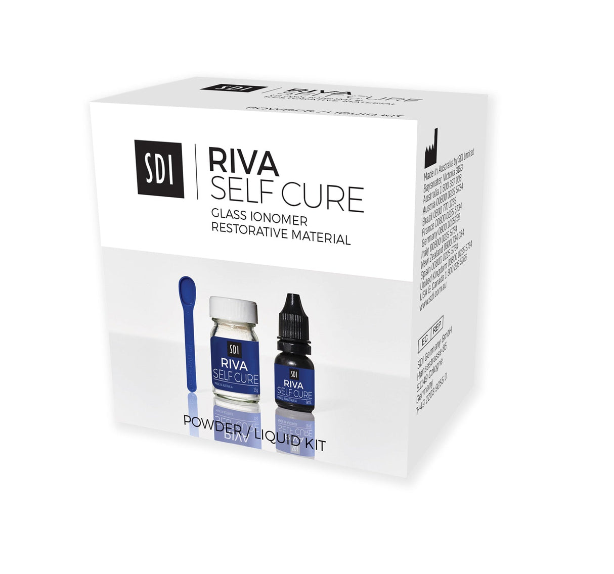 SDI | Riva Self Cure Powder Liquid Kit Regular Set Shade A1 Standard Contains | 8610501