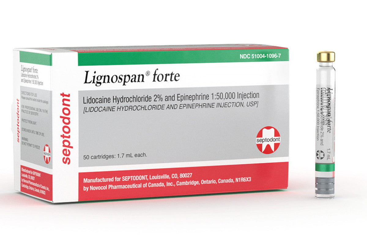 Lignospan Forte, Lidocaine HCI 2% & Epi 1:50,000, 1.7mL (Rx), 50 cartridges/bx 01A1050-1