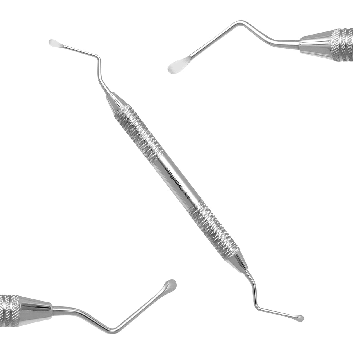 SurgiMac | SurgiMac #10 Miller Surgical Curette, non-serrated ends, Stainless Steel, Air Series, 1/Pk. Mirror image ends. The terminal shank is angled at 40° and has a 35mm reach. 3 mm wide spoon | 10-518
