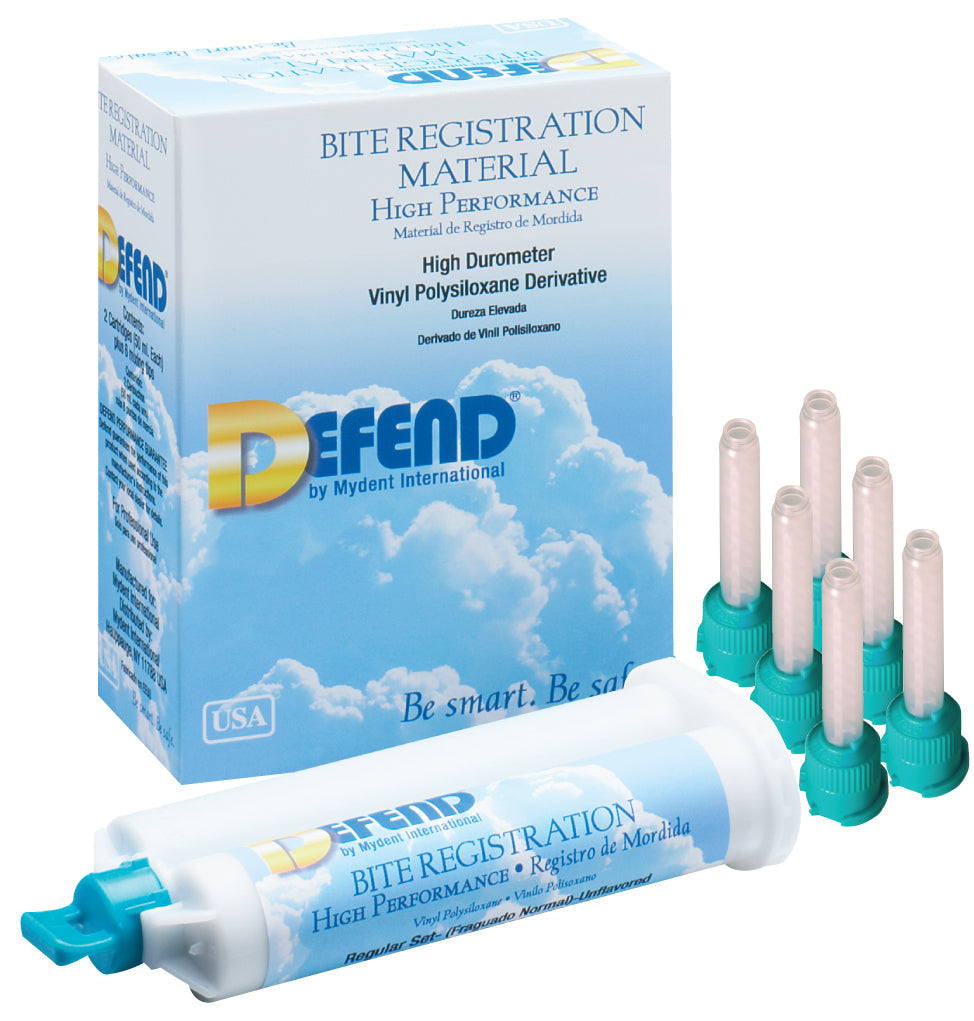 Mydent | Defend Hard Bite Registration, Fast Set, Unflavored. 2x50 mL cartridges + 6 teal mixing tips | BR-9010-1