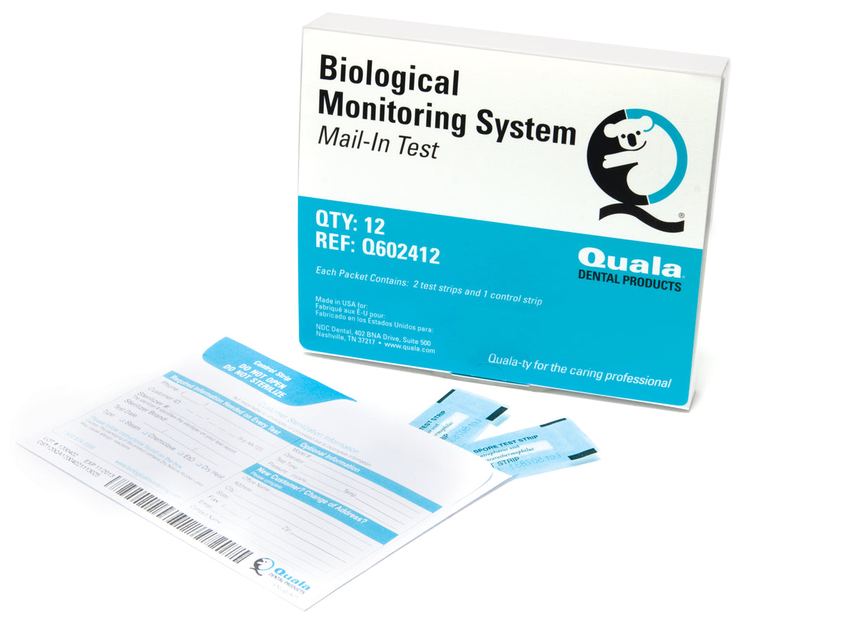 Biological Monitoring Mail-In Service (Weekly) Includes: (2) Bacterial Spore Test Strips & (1) Control Strip, Postage-Paid Envelope. 48 tests/box Q602448