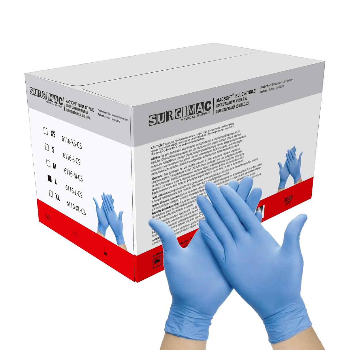 Nitrile Exam Gloves MacSoft by SurgiMac | Blue | Chemo Tested | 300 Count