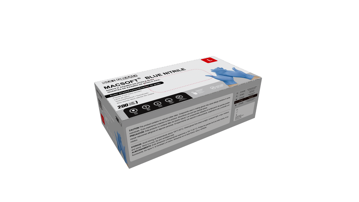 Nitrile Exam Gloves MacSoft by SurgiMac | Blue | Chemo Tested | 200 Count