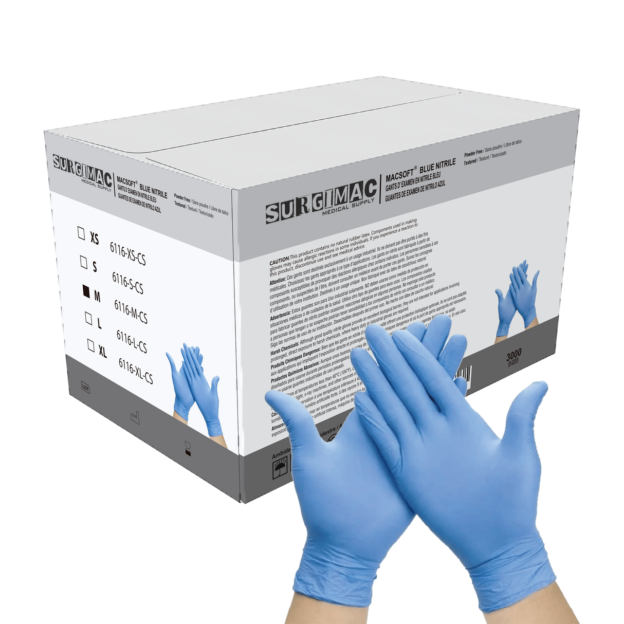 Nitrile Exam Gloves MacSoft by SurgiMac | Blue | Chemo Tested | 300 Count