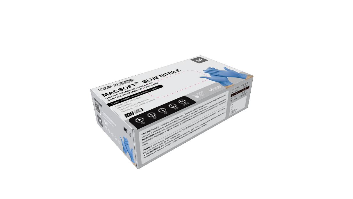 Nitrile Exam Gloves MacSoft by SurgiMac | Blue | Chemo Tested | 100 Count
