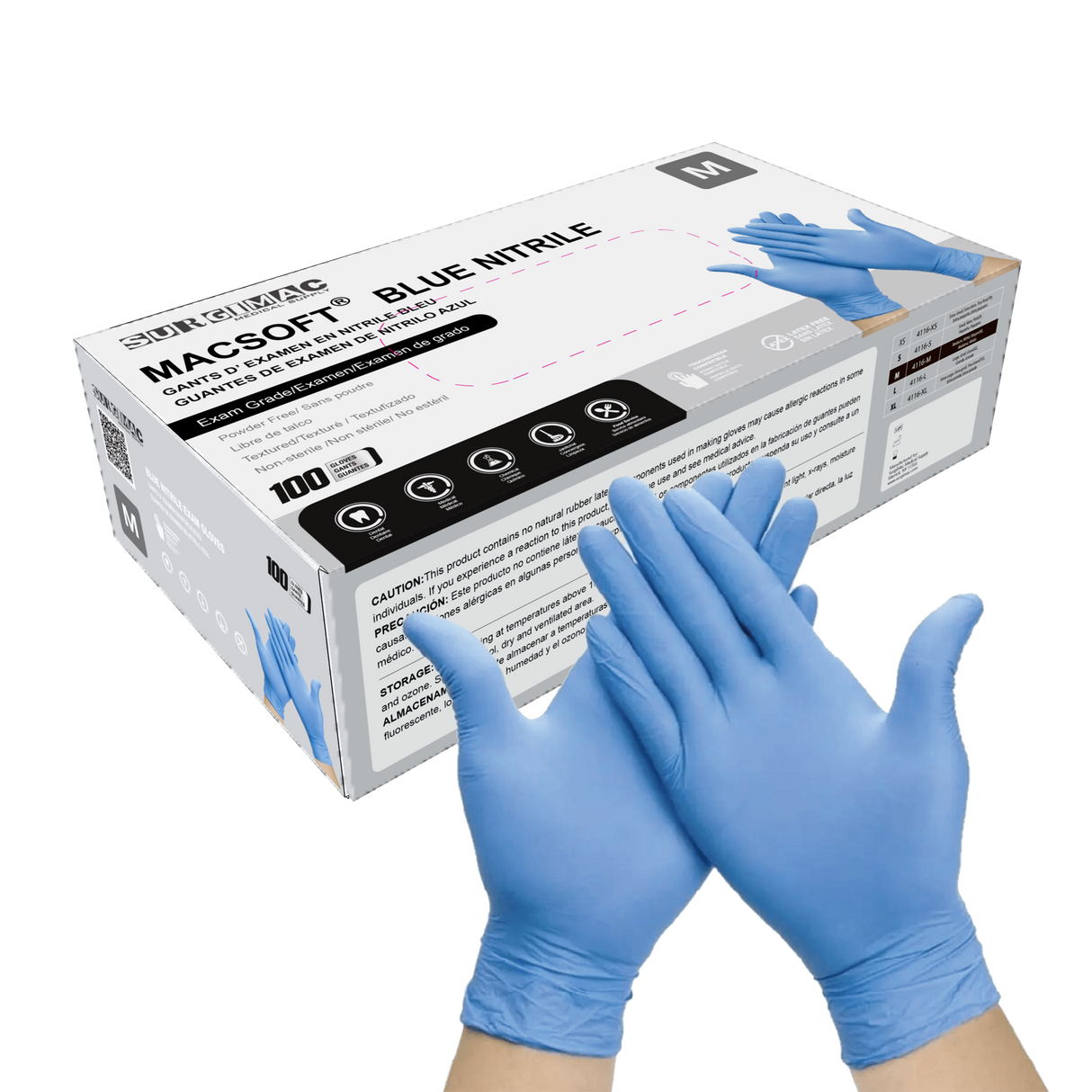 Nitrile Exam Gloves MacSoft by SurgiMac | Blue | Chemo Tested | 100 Count