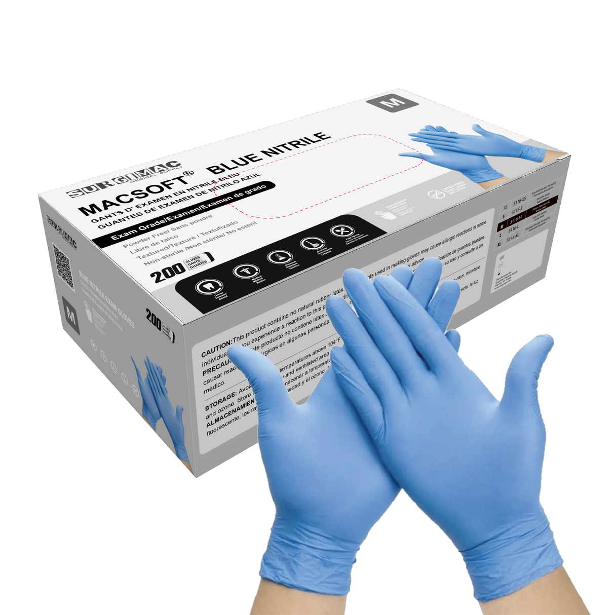 Nitrile Exam Gloves MacSoft by SurgiMac | Blue | Chemo Tested | 200 Count
