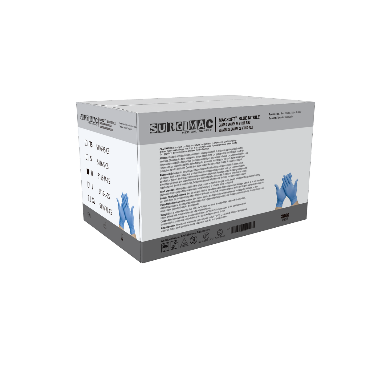 Nitrile Exam Gloves MacSoft by SurgiMac | Blue | Chemo Tested | 200 Count