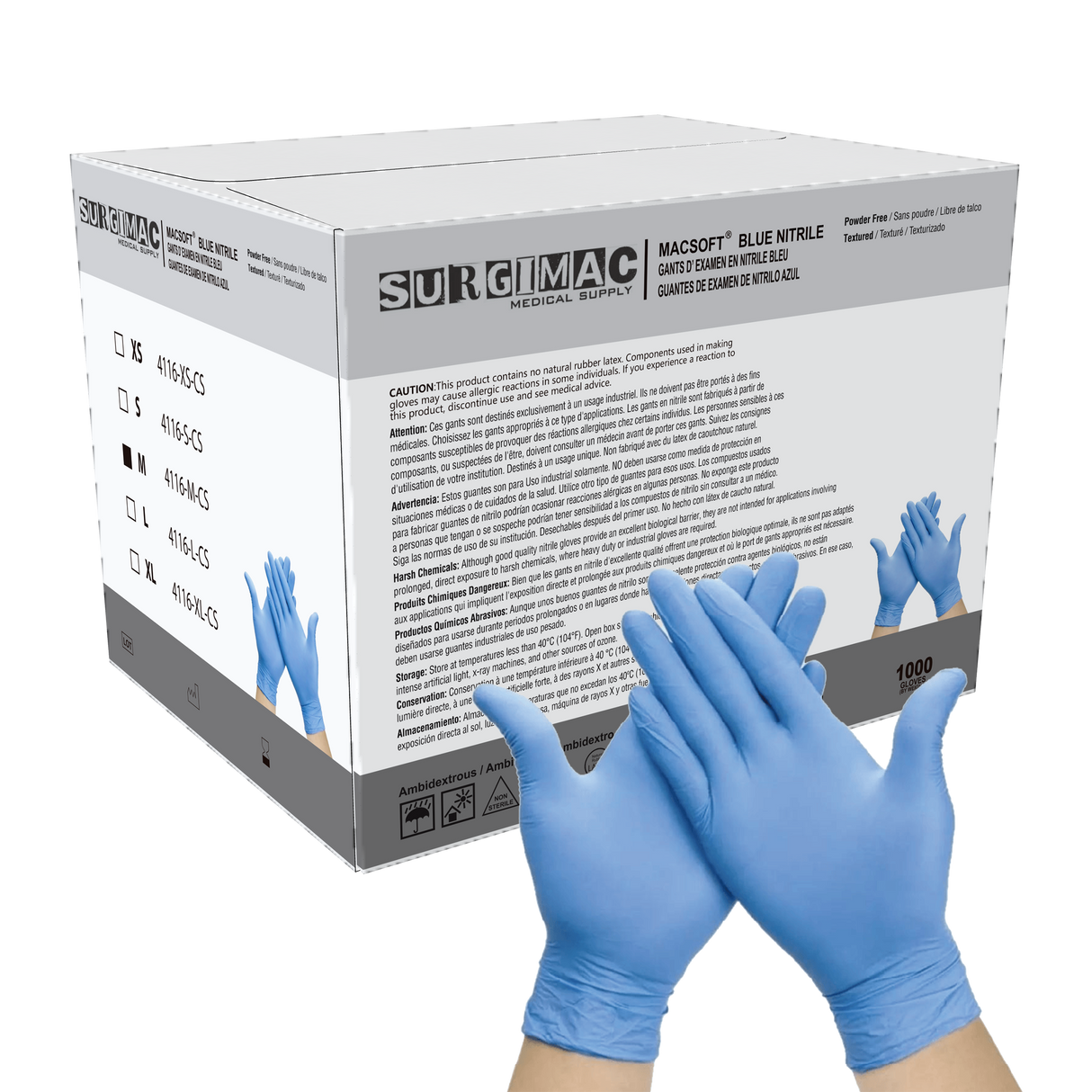 Nitrile Exam Gloves MacSoft by SurgiMac | Blue | Chemo Tested | 100 Count